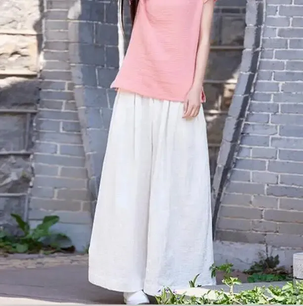 Women's 7XL Fashion Designer High Waist Linen Pants (Plus Size)