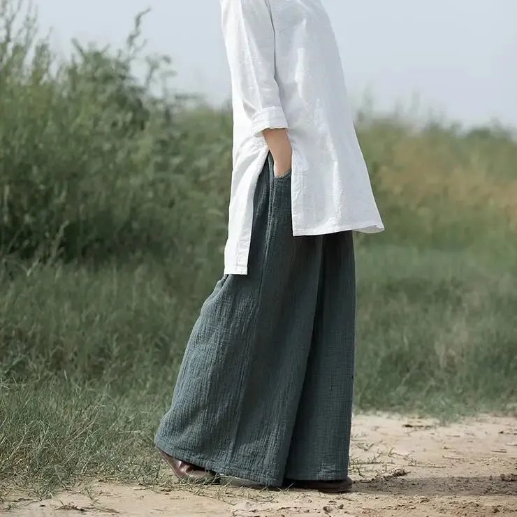 Women's 7XL Fashion Designer High Waist Linen Pants (Plus Size)