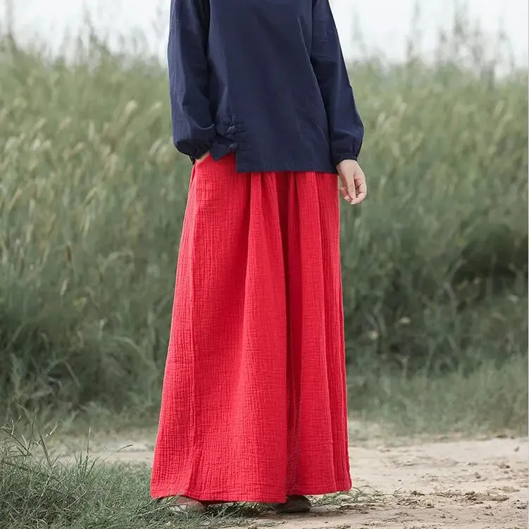 Women's 7XL Fashion Designer High Waist Linen Pants (Plus Size)