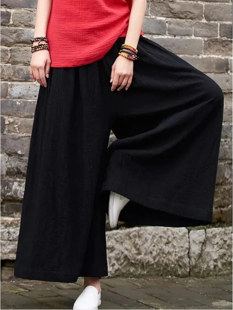Women's 7XL Fashion Designer High Waist Linen Pants (Plus Size)