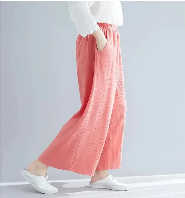 Women's 7XL Fashion Designer High Waist Linen Pants (Plus Size)