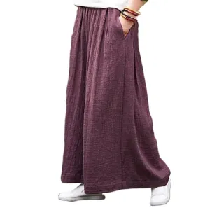 Women's 7XL Fashion Designer High Waist Linen Pants (Plus Size)