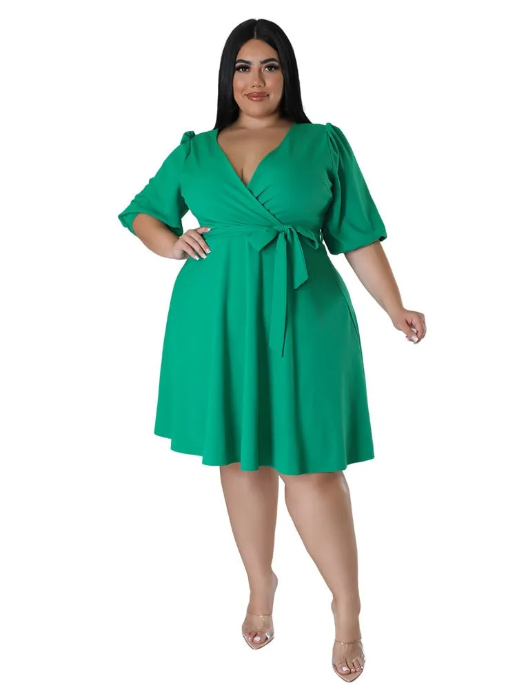 Women's A-Line Wrap Fashion Designer 5XL Short Dresses (Plus Size)