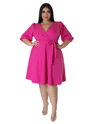 Women's A-Line Wrap Fashion Designer 5XL Short Dresses (Plus Size)