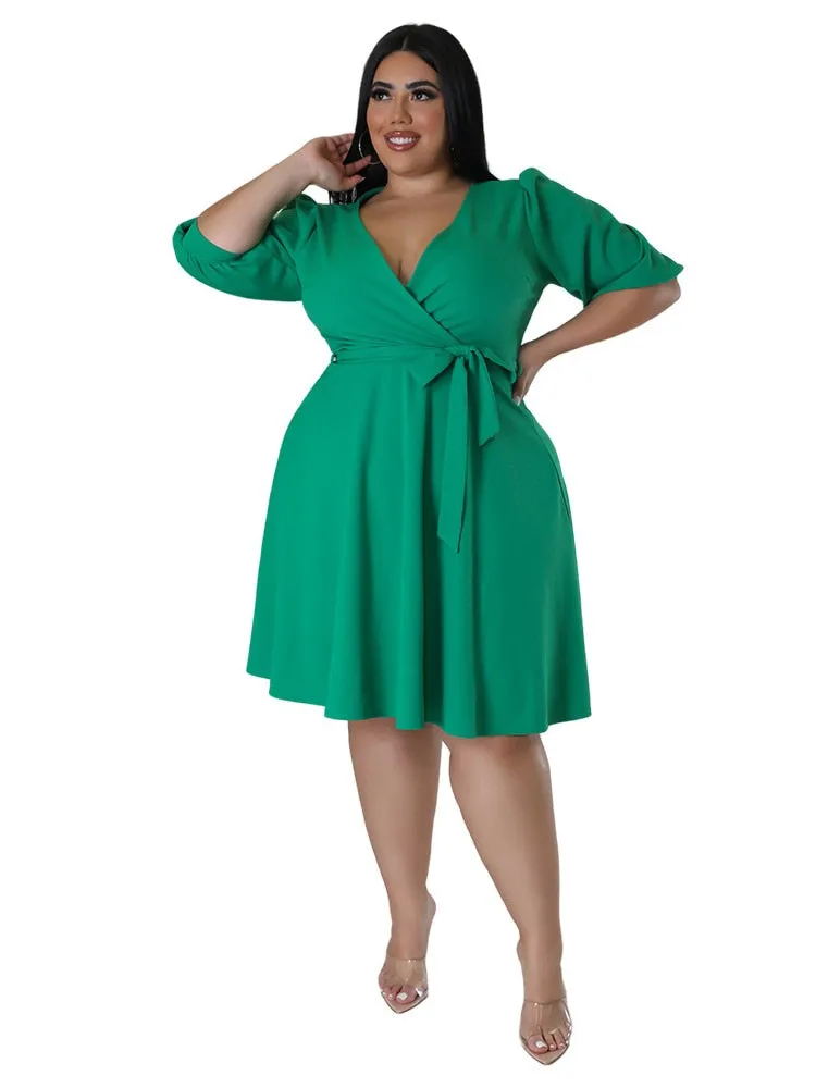 Women's A-Line Wrap Fashion Designer 5XL Short Dresses (Plus Size)