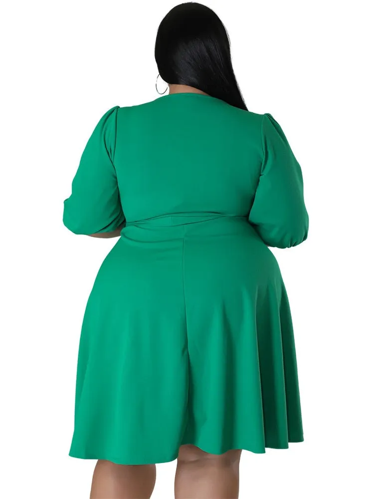 Women's A-Line Wrap Fashion Designer 5XL Short Dresses (Plus Size)