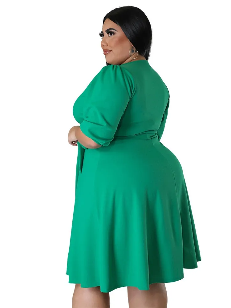 Women's A-Line Wrap Fashion Designer 5XL Short Dresses (Plus Size)
