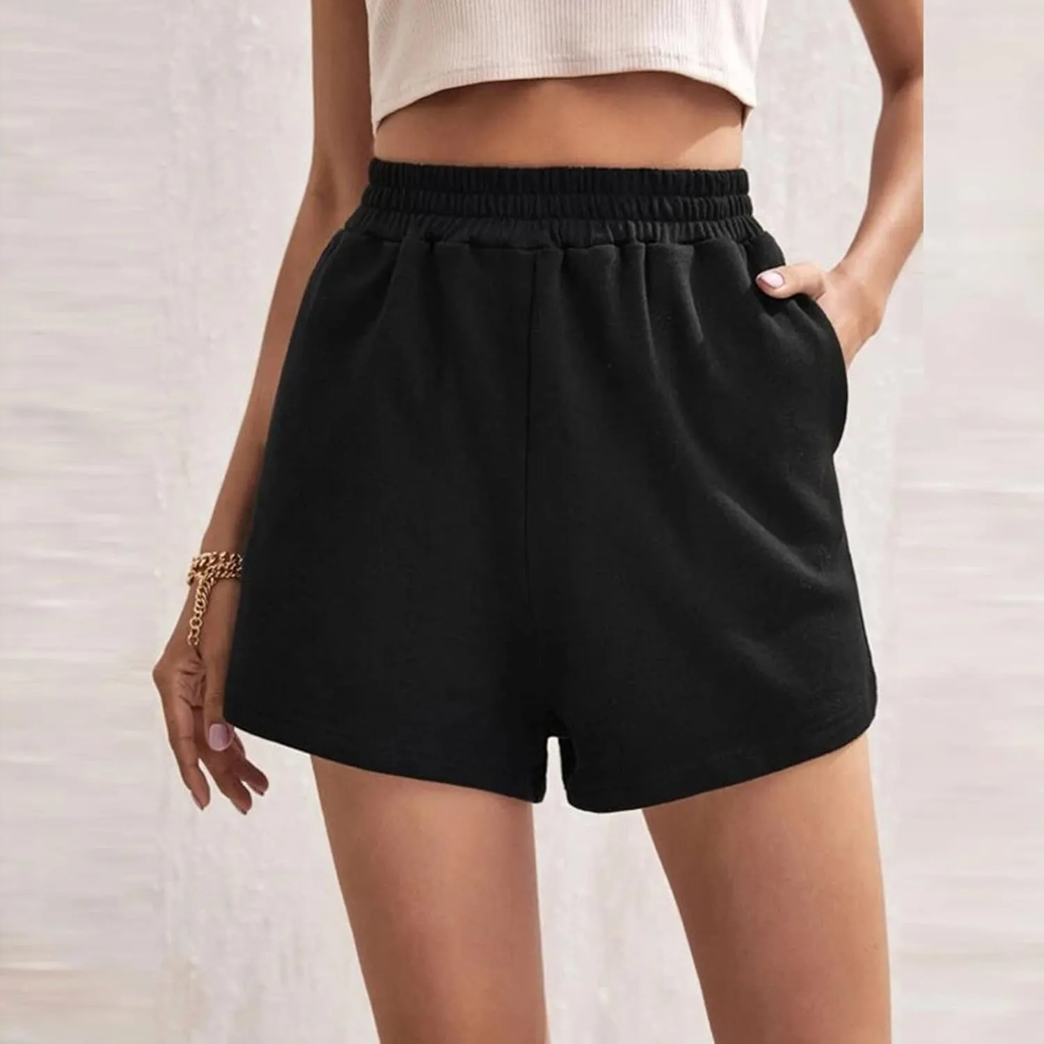 Women's Athletic Fit Terry Shorts Loose Comfy Yoga Jogger Sweat Cotton Shorts Pant High Waist Running Lounge Shorts