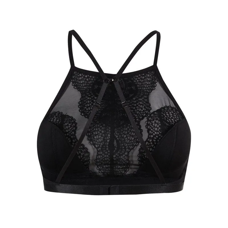 Women's Black Lace Mesh Bra