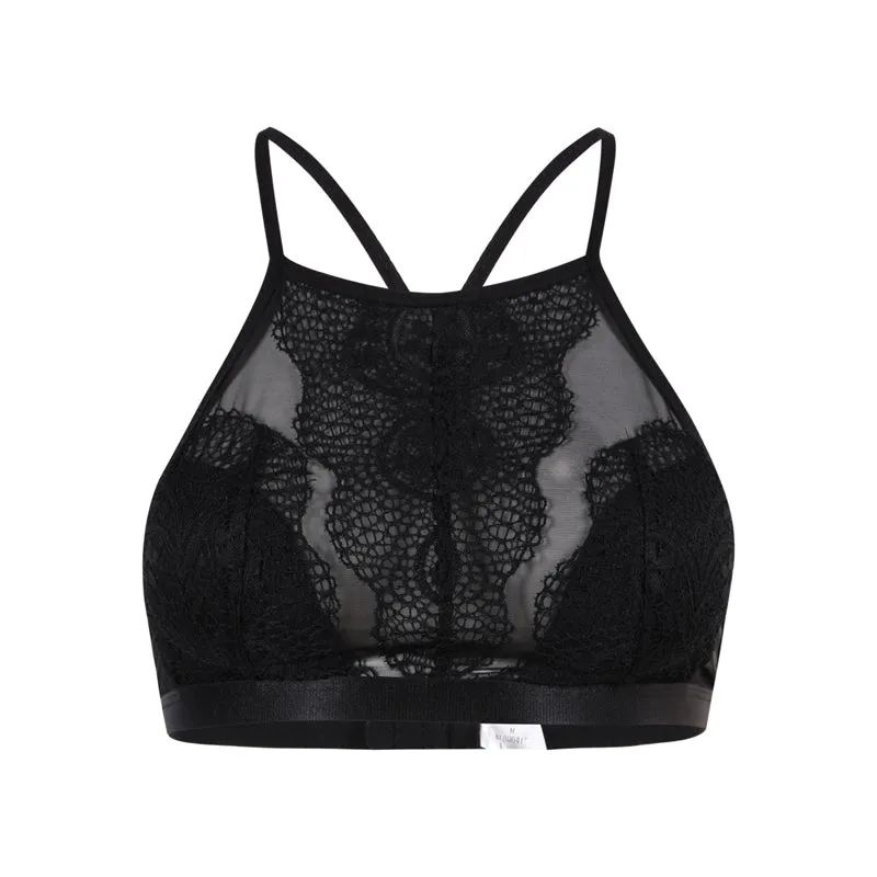 Women's Black Lace Mesh Bra