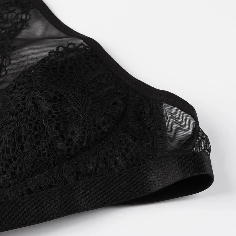 Women's Black Lace Mesh Bra
