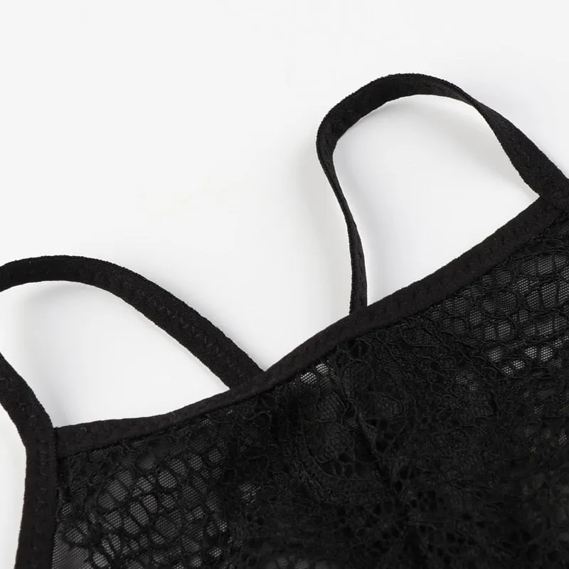 Women's Black Lace Mesh Bra