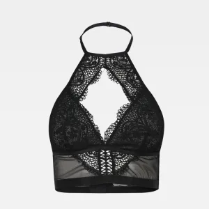 Women's Black Push Up Halter Wireless Bralette