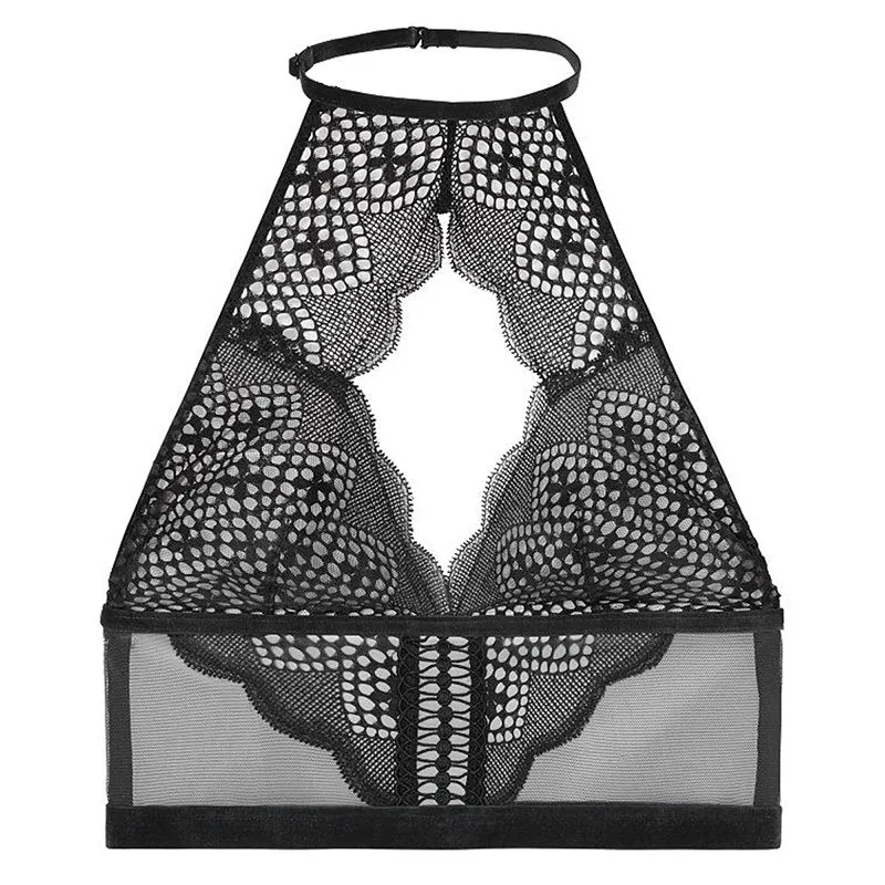 Women's Black Push Up Halter Wireless Bralette