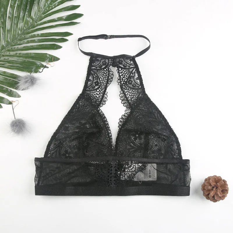 Women's Black Push Up Halter Wireless Bralette