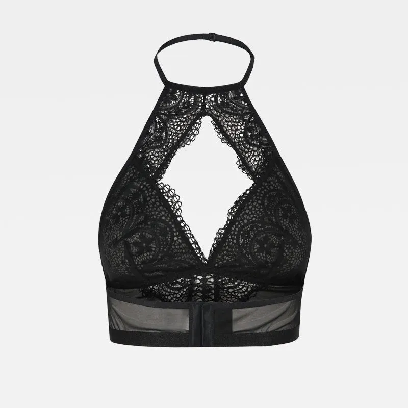Women's Black Push Up Halter Wireless Bralette