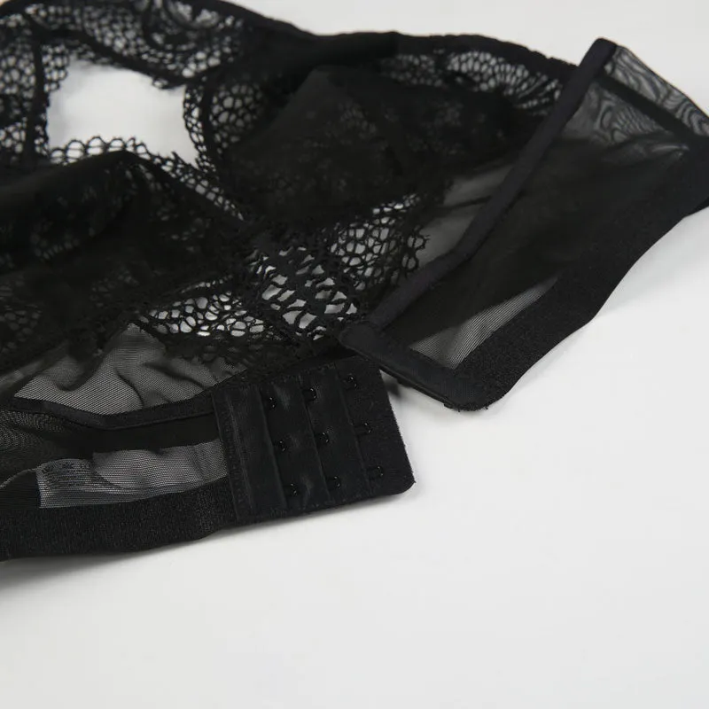 Women's Black Push Up Halter Wireless Bralette