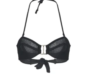 Women's Black Push Up Lace Wireless Halter Bralette