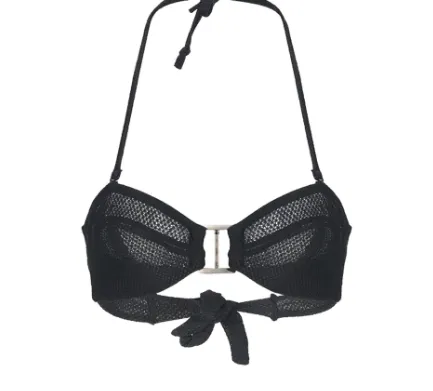 Women's Black Push Up Lace Wireless Halter Bralette