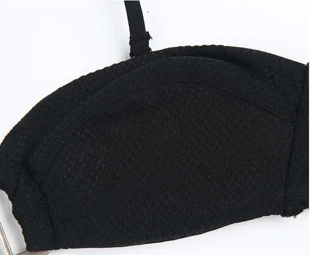 Women's Black Push Up Lace Wireless Halter Bralette