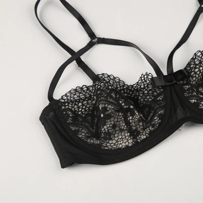 Women's Black Seamless Lace Bra