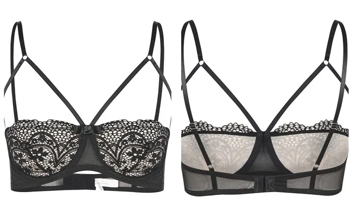 Women's Black Seamless Lace Bra