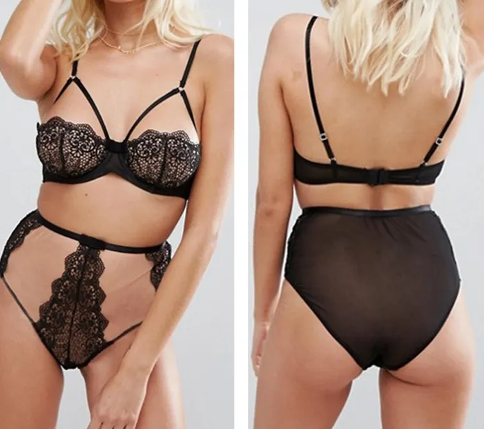 Women's Black Seamless Lace Bra