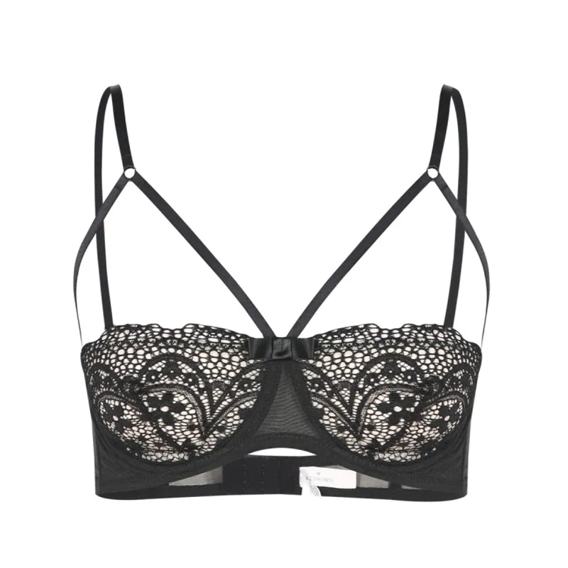 Women's Black Seamless Lace Bra