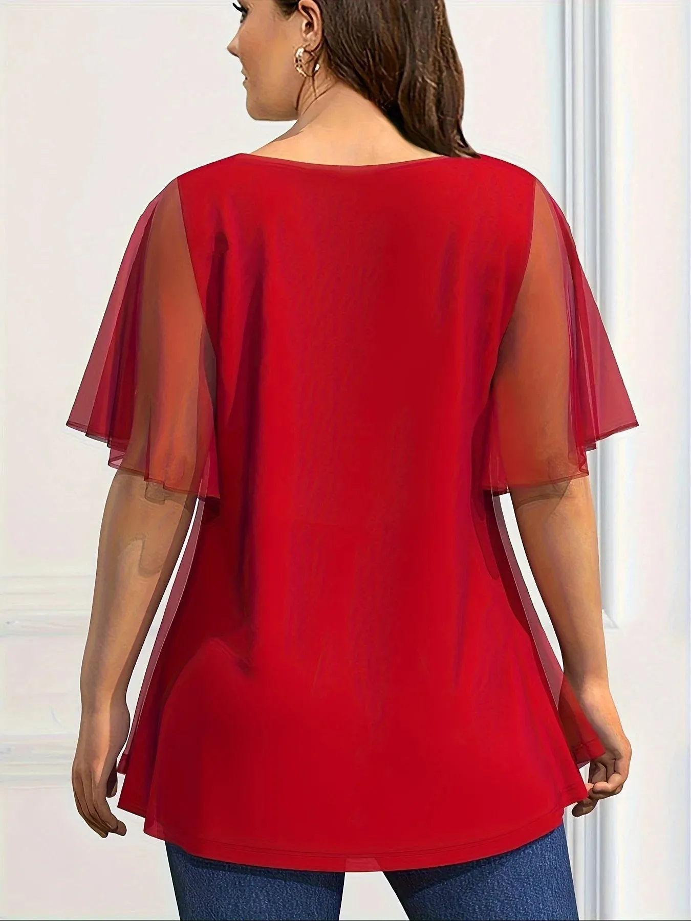 Women's Blouses 5XL Chiffon Layered Fashion Designer T-Shirts (Plus Size)
