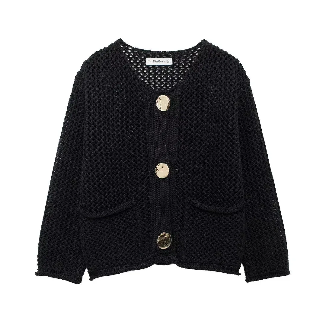 Women's Button Up Loose Knitted Fashion Designer Cardigans