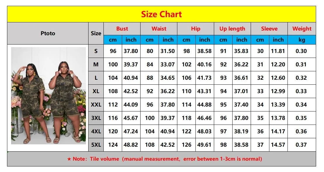 Women's Camo Fashion Designer Rompers 5XL Shorts (Plus Size)