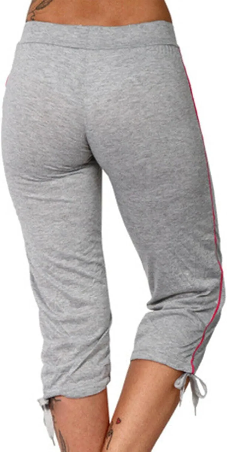 Womens Capri Yoga Pants Casual Loose Elastic Waist Workout Running Joggers Plus Size Lounge Cropped Pant with Pocket