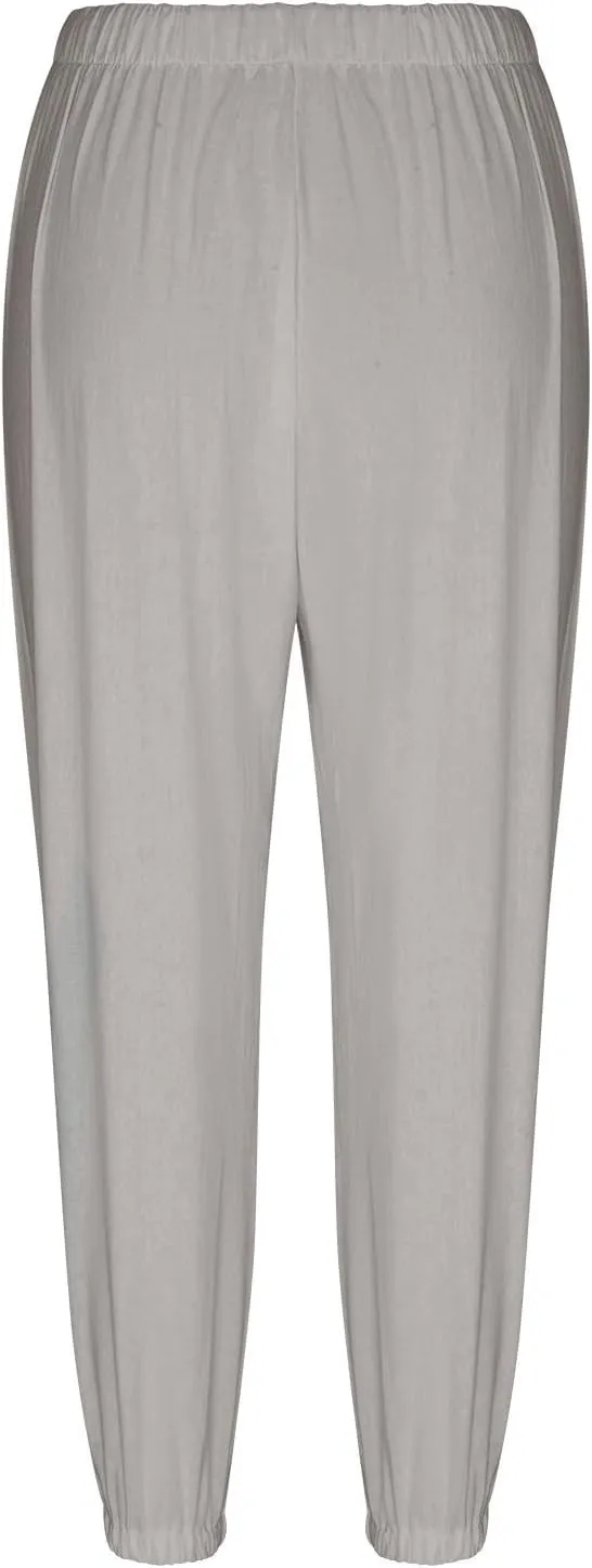Women's Casual Lantern Tapered Harem Linen Pants Loose Fit Style Flax Ankle Trousers Summer Baggy Slacks with