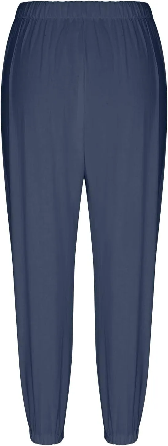 Women's Casual Lantern Tapered Harem Linen Pants Loose Fit Style Flax Ankle Trousers Summer Baggy Slacks with