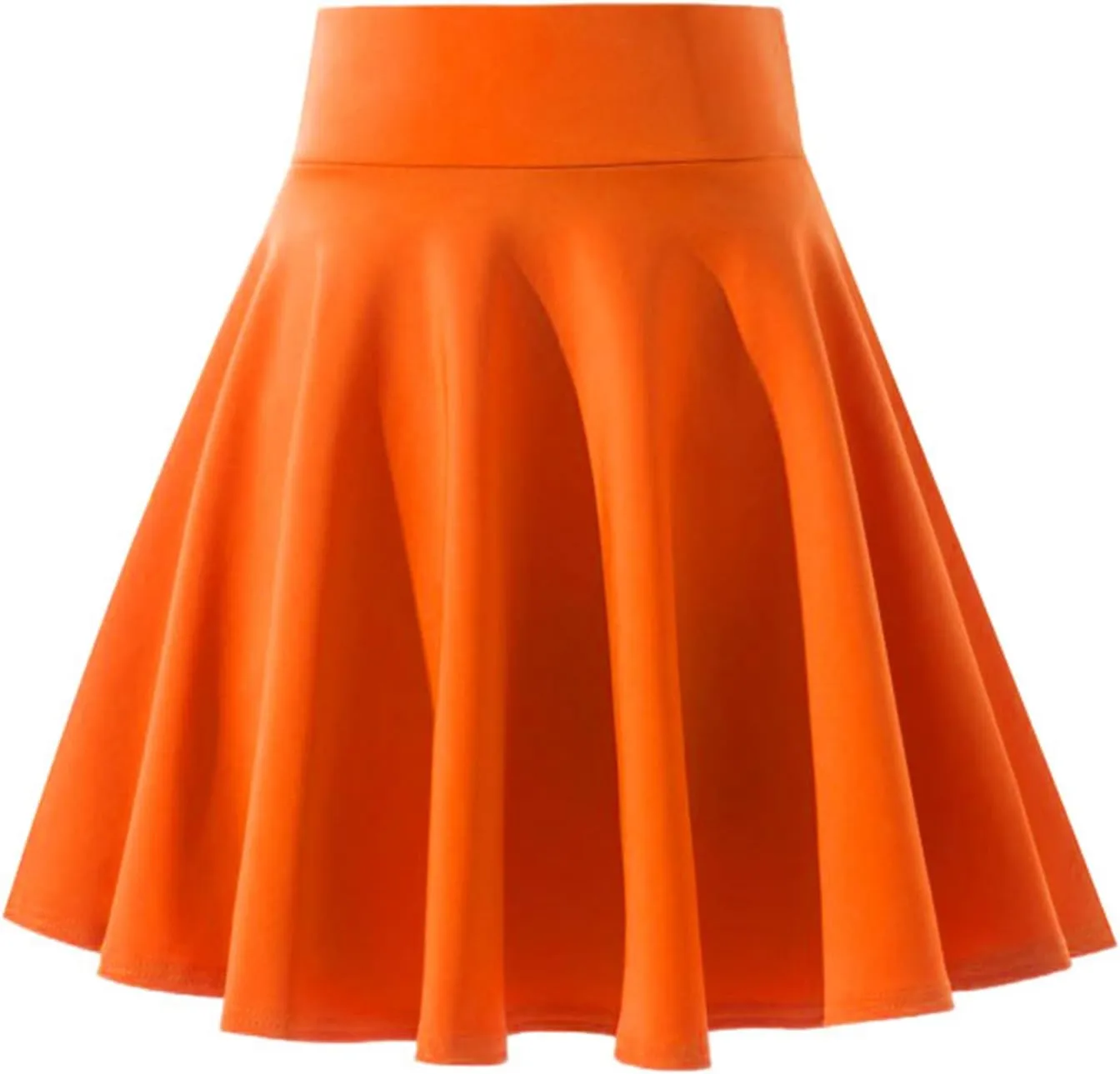 Women's Casual Stretchy A-Line Pleated Mini Skater Skirt Flared Basic Versatile Midi Length Skirt Stylish Lightweight