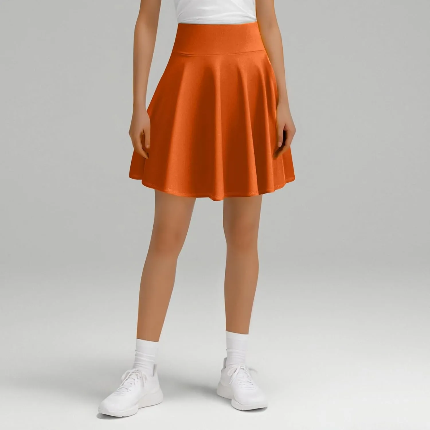 Women's Casual Stretchy A-Line Pleated Mini Skater Skirt Flared Basic Versatile Midi Length Skirt Stylish Lightweight