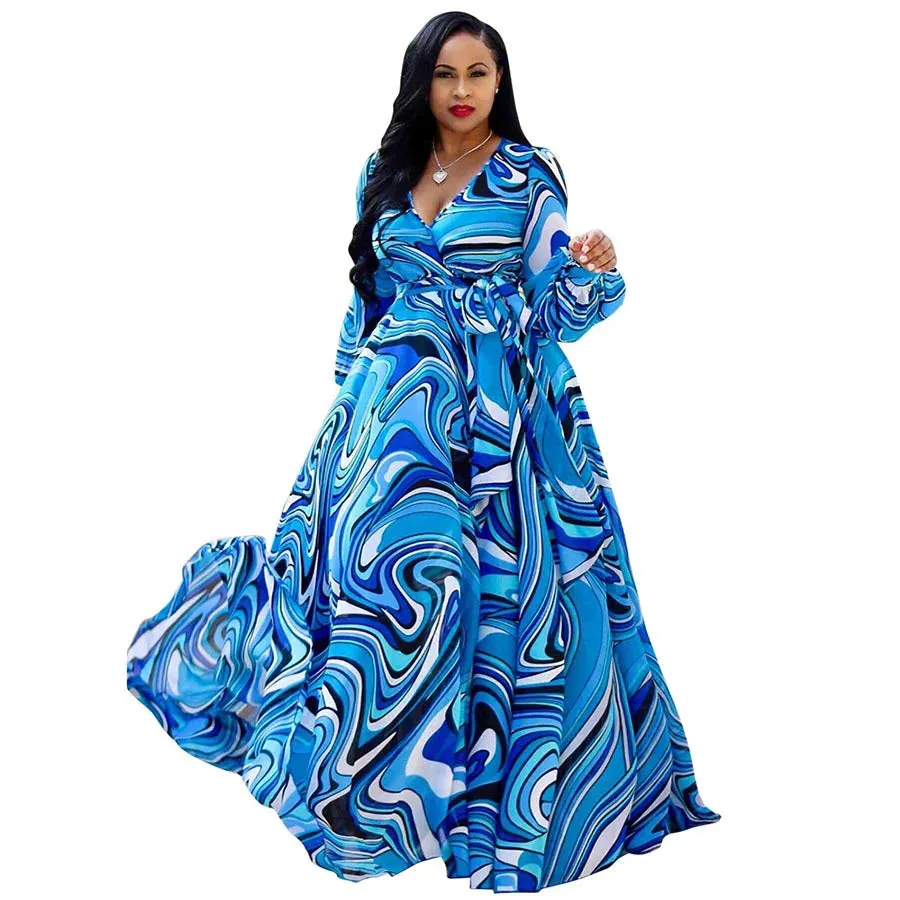 Women's Chiffon Loose 5XL Fashion Designer Long Dresses (Plus Size)