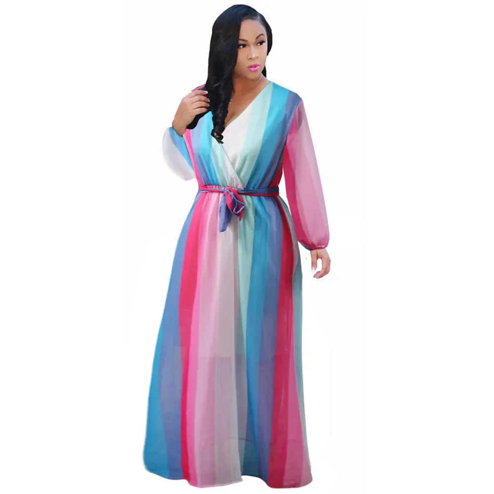 Women's Chiffon Loose 5XL Fashion Designer Long Dresses (Plus Size)