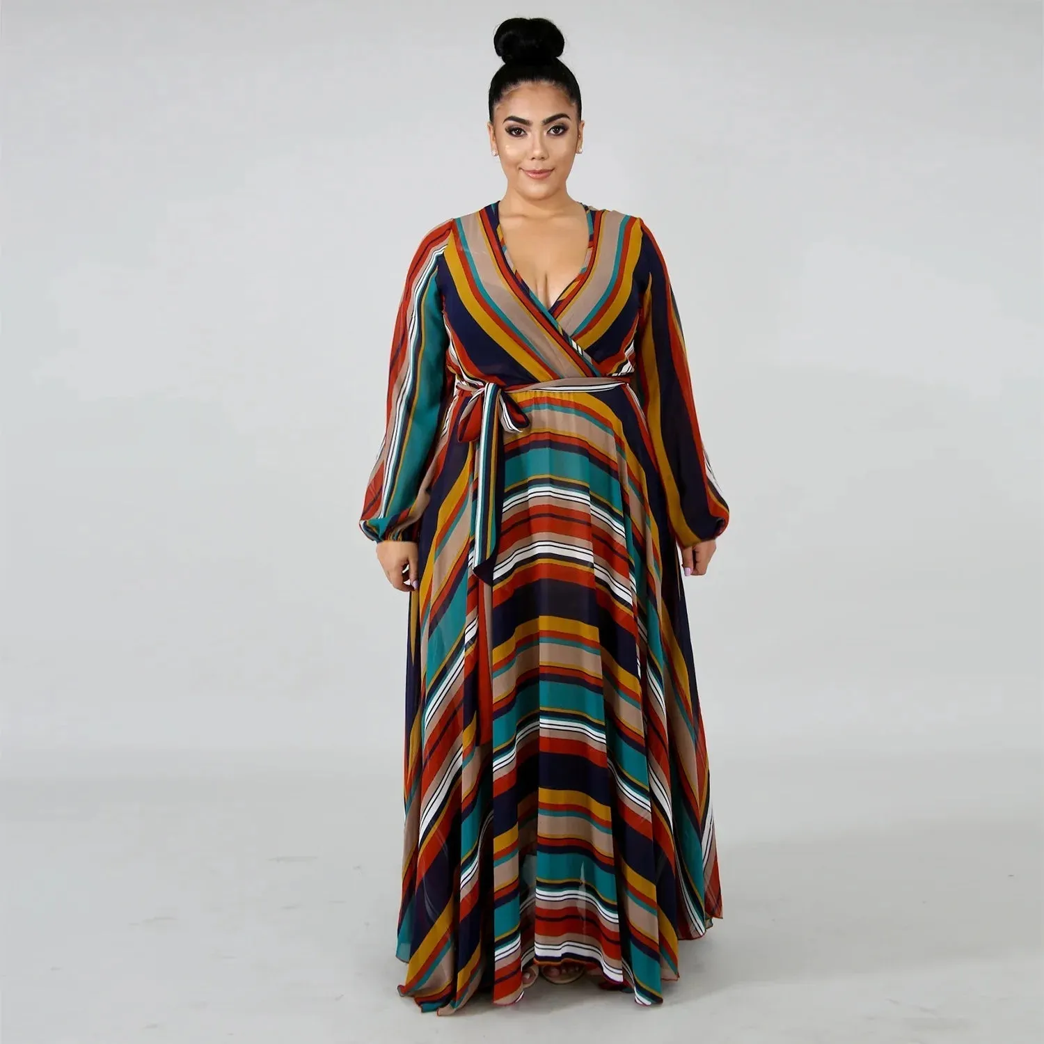 Women's Chiffon Loose 5XL Fashion Designer Long Dresses (Plus Size)
