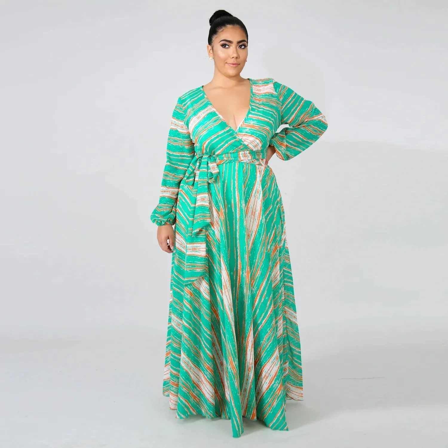 Women's Chiffon Loose 5XL Fashion Designer Long Dresses (Plus Size)