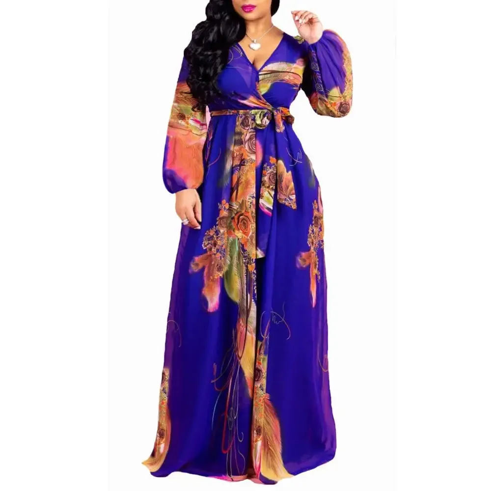 Women's Chiffon Loose 5XL Fashion Designer Long Dresses (Plus Size)