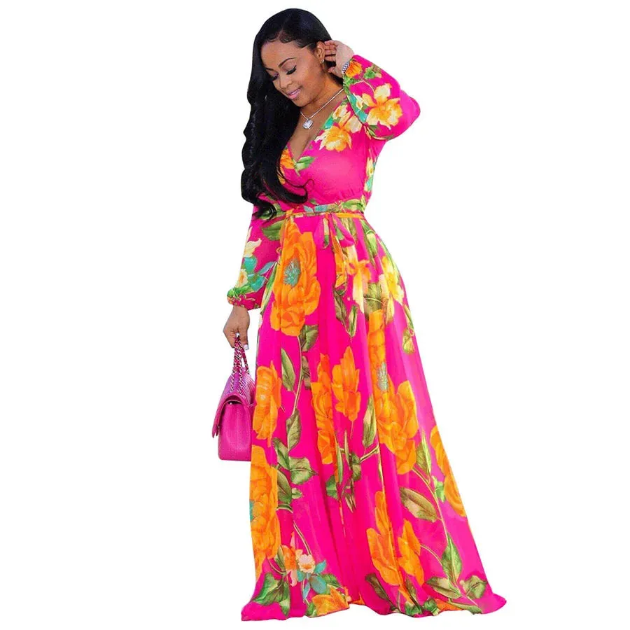 Women's Chiffon Loose 5XL Fashion Designer Long Dresses (Plus Size)