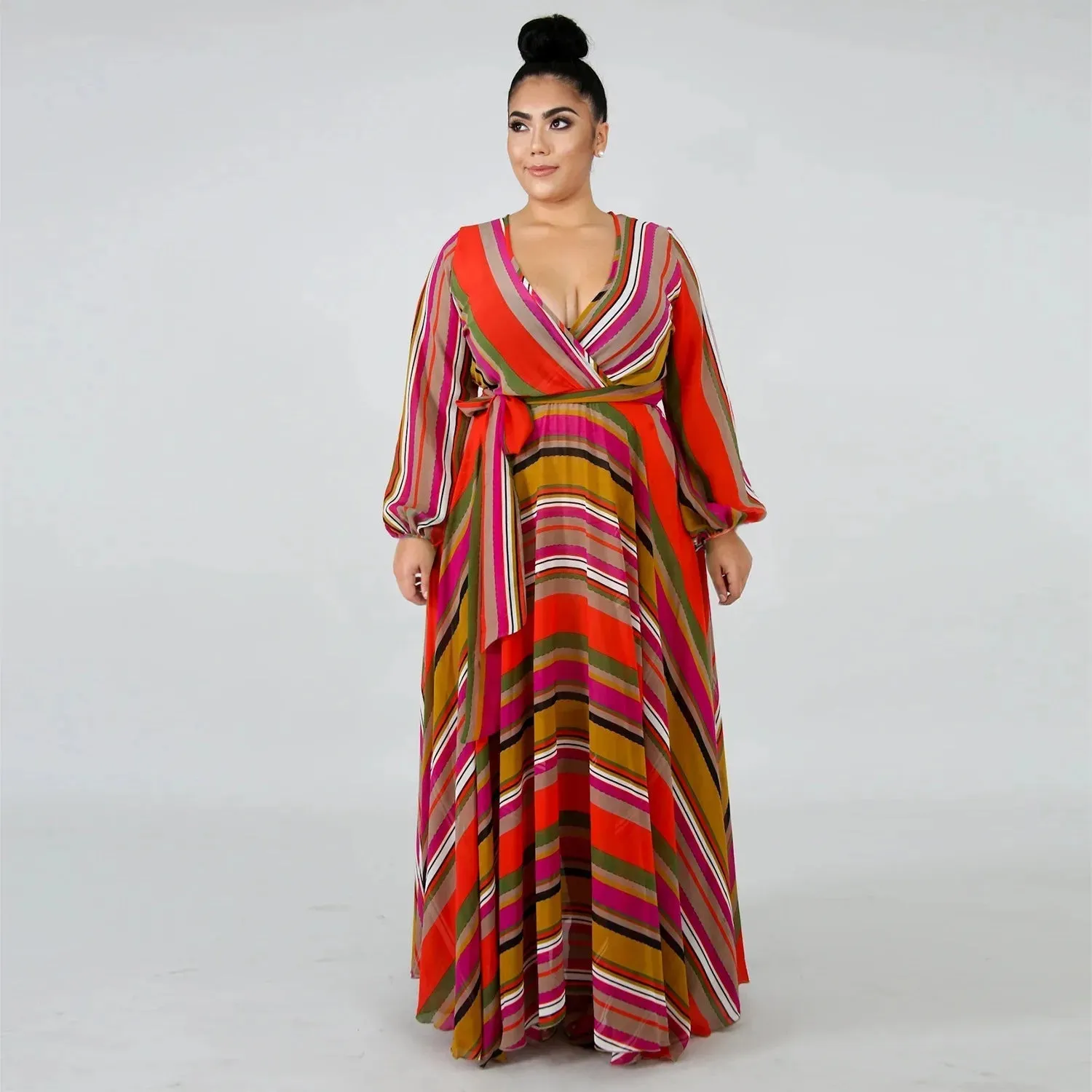 Women's Chiffon Loose 5XL Fashion Designer Long Dresses (Plus Size)