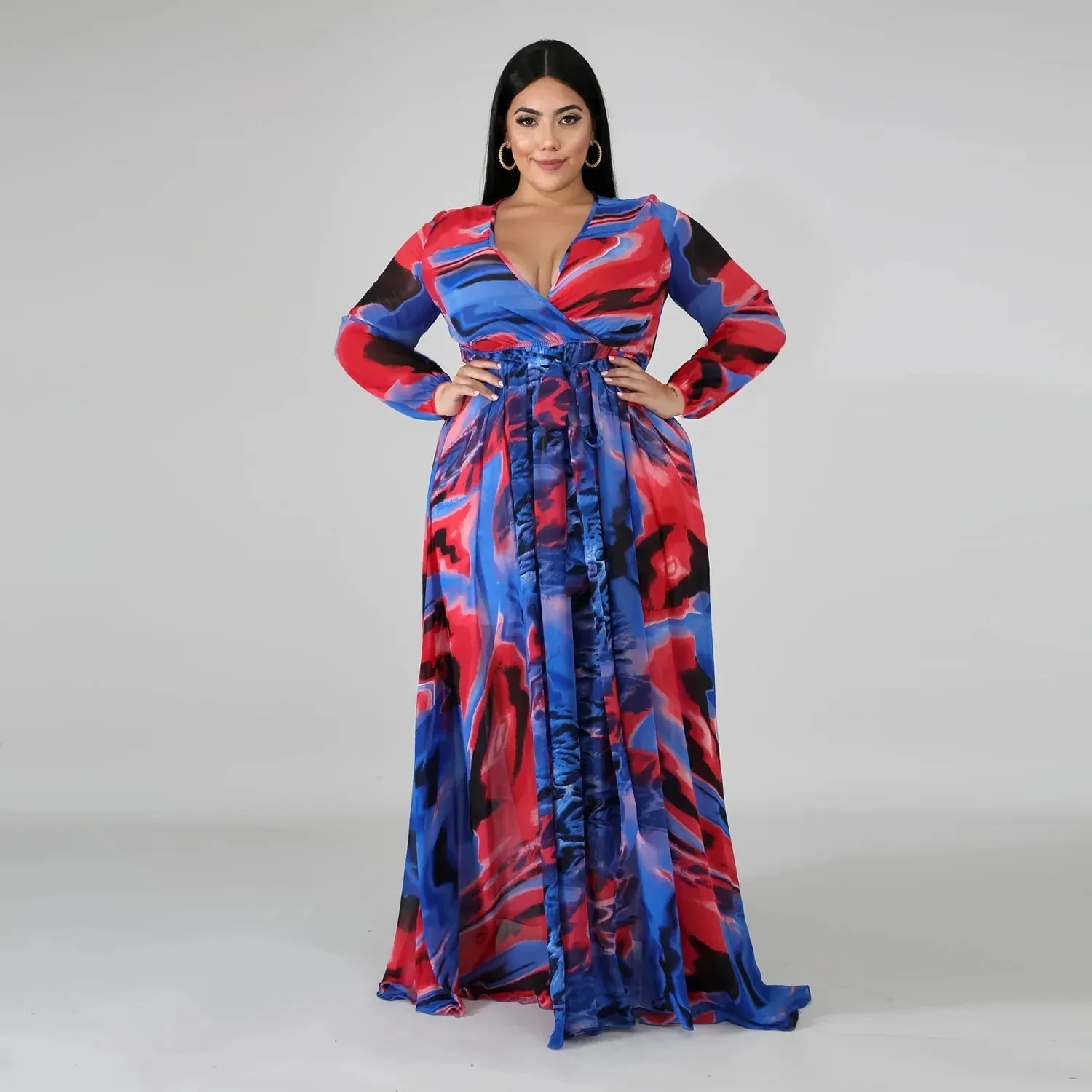 Women's Chiffon Loose 5XL Fashion Designer Long Dresses (Plus Size)