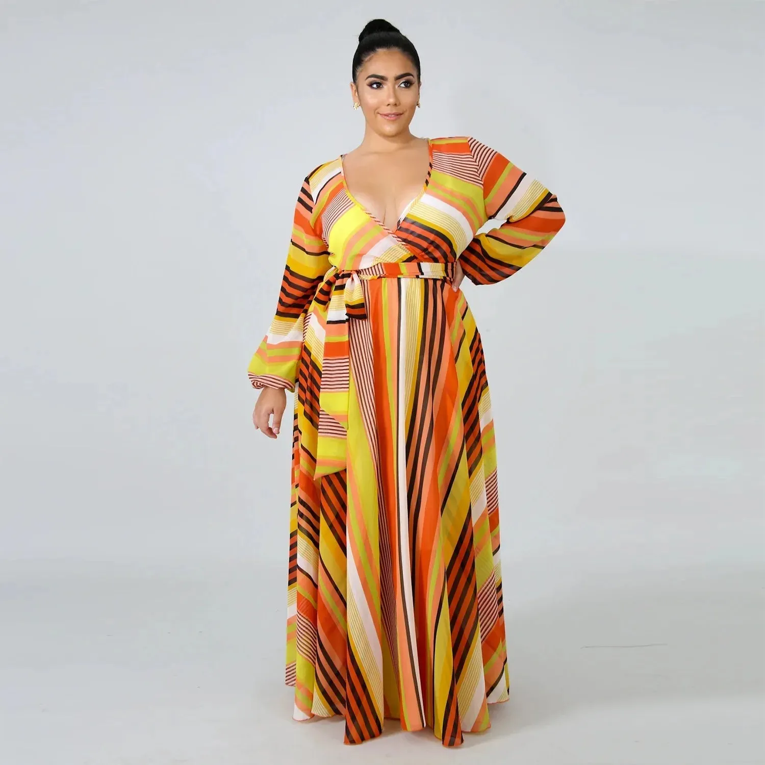 Women's Chiffon Loose 5XL Fashion Designer Long Dresses (Plus Size)