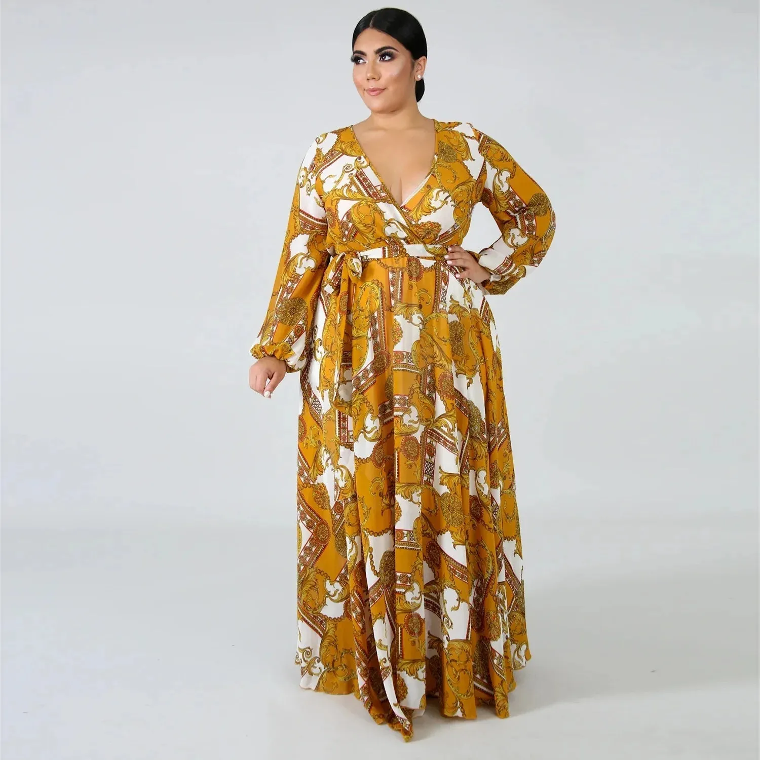 Women's Chiffon Loose 5XL Fashion Designer Long Dresses (Plus Size)