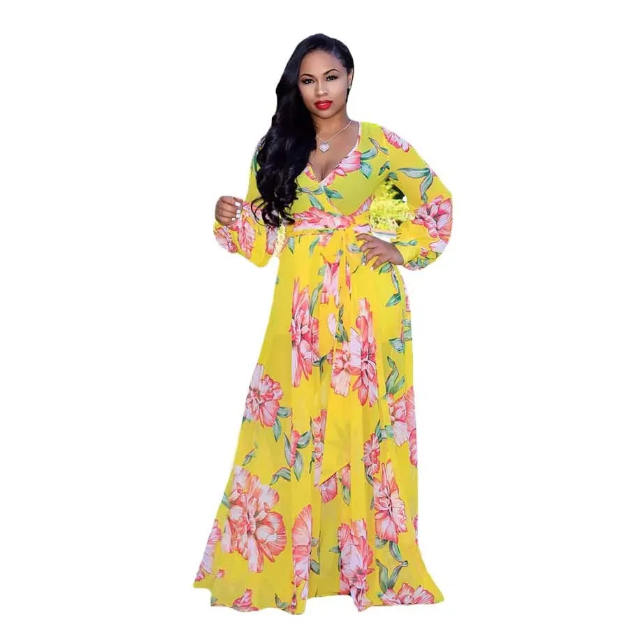 Women's Chiffon Loose 5XL Fashion Designer Long Dresses (Plus Size)
