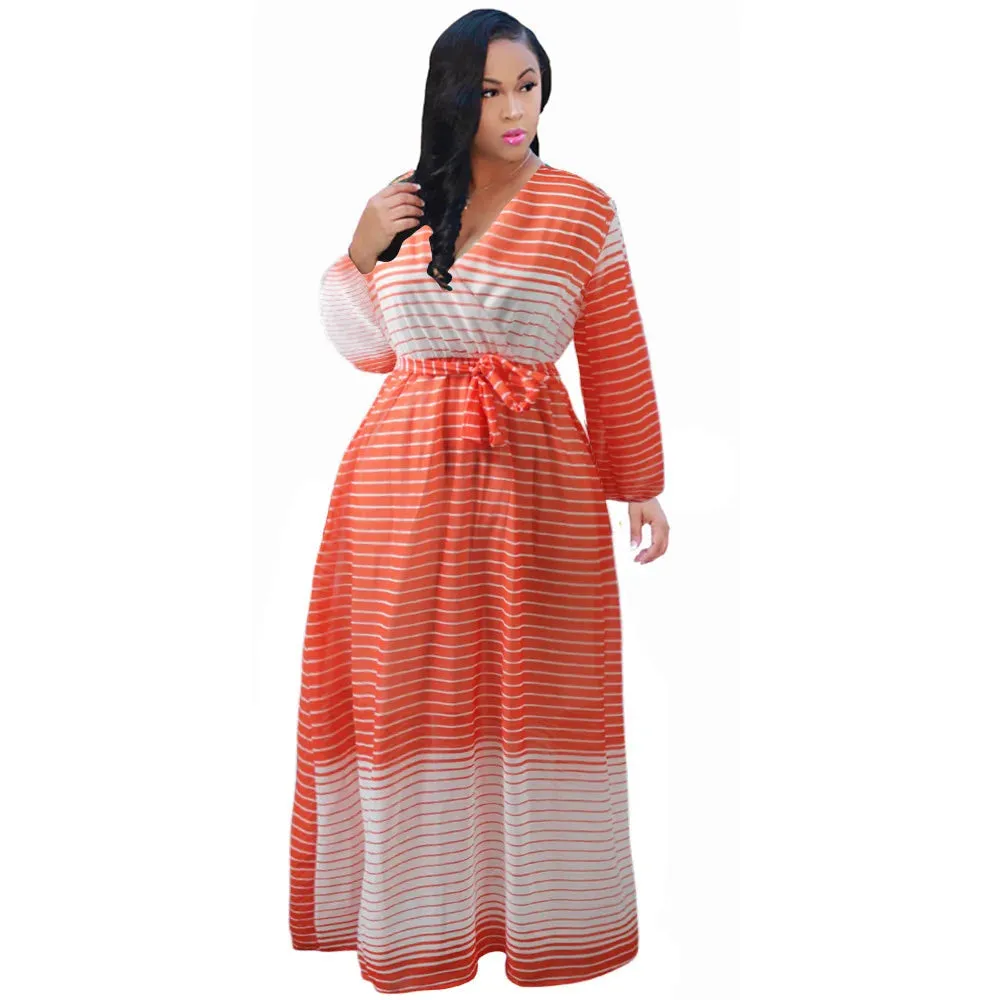 Women's Chiffon Loose 5XL Fashion Designer Long Dresses (Plus Size)