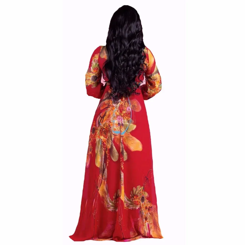 Women's Chiffon Loose 5XL Fashion Designer Long Dresses (Plus Size)