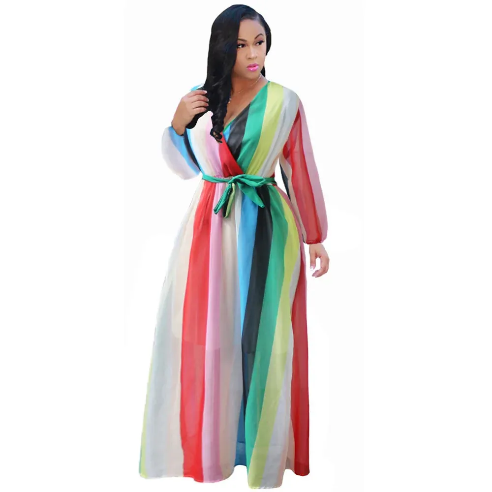 Women's Chiffon Loose 5XL Fashion Designer Long Dresses (Plus Size)